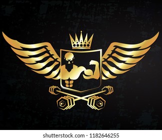 Gym and fitness symbol vip gold