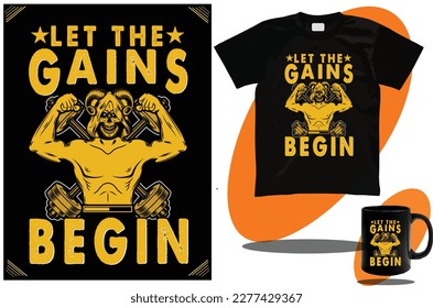 Gym Fitness T shirt design and mug design vector for boys and girls and super cool gym t shirt design template and concept