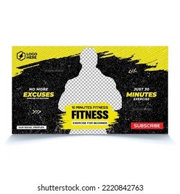 Gym and Fitness Thumbnail Or Web Banner template Design
