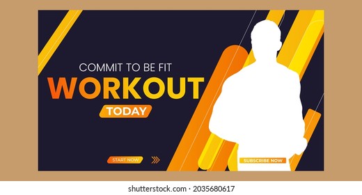gym and fitness training, creative business idea and web banner template, exercise thumbnail and web banner template Vector design attractive thumbnail any kind of video