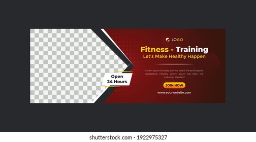gym and fitness training facebook cover page banner for social media web creative design template