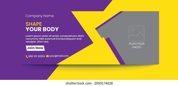 Gym And Fitness Training Facebook Cover Design Template.