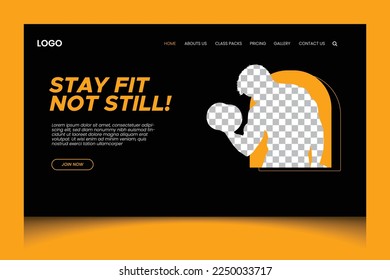 Gym fitness training website header landing page design template 
