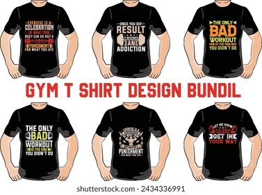 Gym And Fitness T-shirt design Bundle vector file