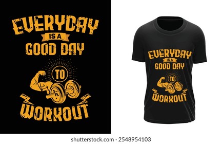 Gym Fitness T-Shirt Design for Print on Demand, gym t shirt, body fitness t shirt, Strong Body Strong Mind Motivational Fitness Design