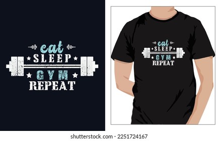 Gym Fitness t-shirts Design Eat Sleep Gym Repeat