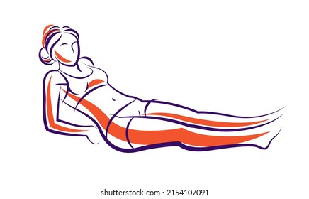 Gym And Fitness Vector Illustration Of A Young Attractive Woman Doing Workout Exercises, Perfect Muscular Athletic Body Young Adult Girl Sport Training.