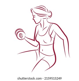 Gym And Fitness Vector Illustration Of A Young Attractive Woman Doing Workout Exercises, Perfect Muscular Athletic Body Young Adult Girl Sport Training.