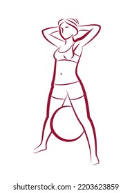 Gym And Fitness Vector Illustration Of A Young Attractive Woman Doing Workout Exercises, Perfect Muscular Athletic Body Young Adult Girl Sport Training.