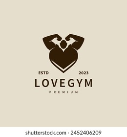 gym fitness vector logo design combine with love icon and human