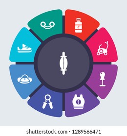 gym and fitness vector template for infographics. Business concept with 9 options, steps, parts, segments. Banner infographic cycling diagram, round chart