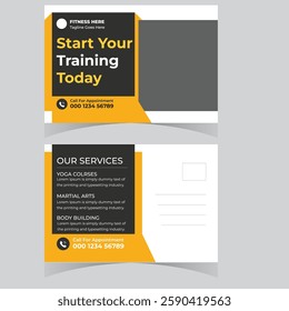 Gym fitness Weight Loss Postcard template design Fitness trainer gym center postcard or eddm design template