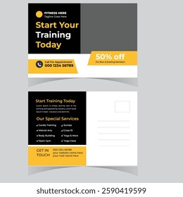 Gym fitness Weight Loss Postcard template design Fitness trainer gym center postcard or eddm design template