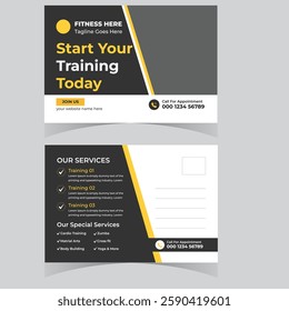 Gym fitness Weight Loss Postcard template design Fitness trainer gym center postcard or eddm design template