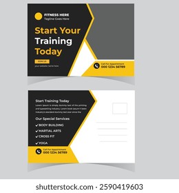 Gym fitness Weight Loss Postcard template design Fitness trainer gym center postcard or eddm design template