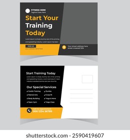 Gym fitness Weight Loss Postcard template design Fitness trainer gym center postcard or eddm design template