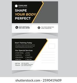 Gym fitness Weight Loss Postcard template design Fitness trainer gym center postcard or eddm design template