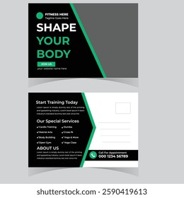 Gym fitness Weight Loss Postcard template design Fitness trainer gym center postcard or eddm design template