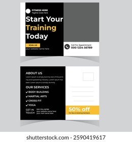 Gym fitness Weight Loss Postcard template design Fitness trainer gym center postcard or eddm design template