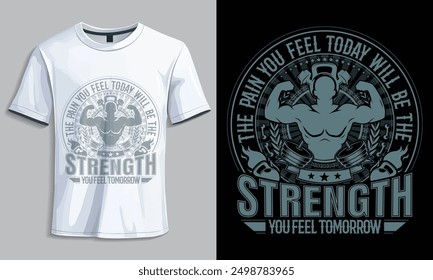 Gym Fitness Workout Inspirational and Motivational Bodybuilding Unique Vector T-Shirt Design for man.