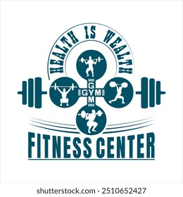 Ginásio Fitness Workout Trendy E Gym Motivational Vetor T-shirt Design Ilustração