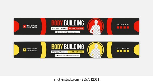 Gym Fitness Youtube Channel Art Cover Template And Youtube Banner Design