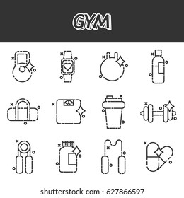 Gym flat concept icons
