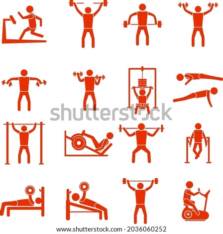 Gym flat icon collection set