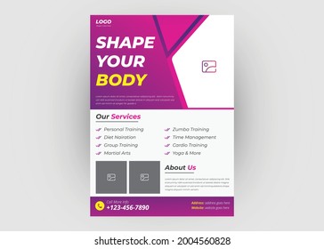 Gym flyer design. Fit your body flyer poster leaflet template design.
Get in shape poster leaflet design.