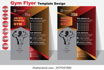 Gym Flyer Template Design For your Business Vector Flyer