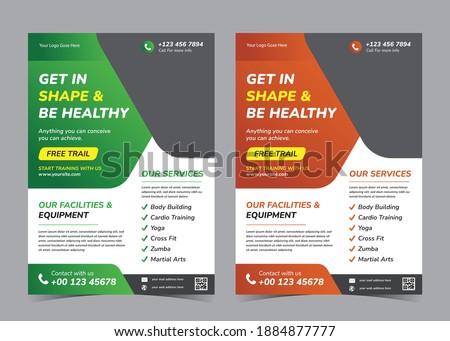 Gym Flyer Template, get in shap gym flyer, a4, vector.