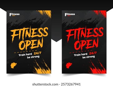 Gym Flyer Template, Stylish Fitness Promotion competition or championship Flyer with Vector Design of posters with red shards for sports event