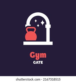 Gym with gate, logo design vector symbol icon illustration creative idea