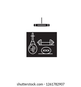 Gym gear  black vector concept icon. Gym gear  flat illustration, sign