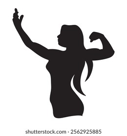 Gym Girl Vector Design Black