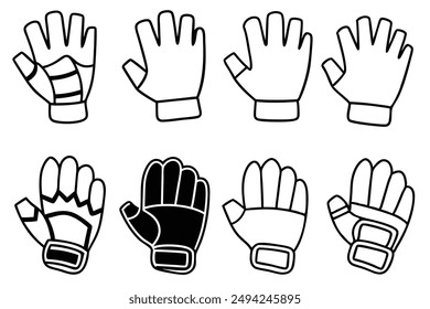 Gym Gloves Elegant Line Art Illustration Concepts Styles
