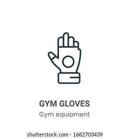 Gym gloves outline vector icon. Thin line black gym gloves icon, flat vector simple element illustration from editable gym equipment concept isolated stroke on white background