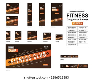 Gym Google Ads Banner Moderno Fitness Templates for Engagement Workouts