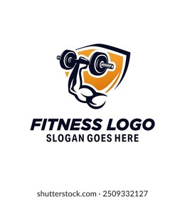 gym, hand holding barbell logo design template