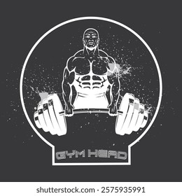 gym head bulking up typography graphic print , Abstract fashion drawing and creative design for t-shirts, mugs, graphic tee, sweatshirt, cases, etc. Illustration in modern style for clothes