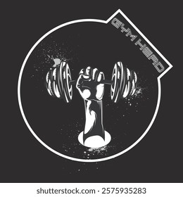 gym head dumbbell up typography graphic print , Abstract fashion drawing and creative design for t-shirts, mugs, graphic tee, sweatshirt, cases, etc. Illustration in modern style for clothes