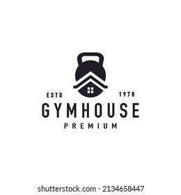 Gym House, Fitness Home Silhouette Logo Vector Design Inspiration