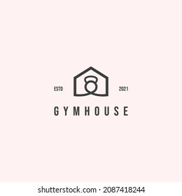 gym house logo design simple and elegant. house combine with dumbbell logo concept. fitness house logo