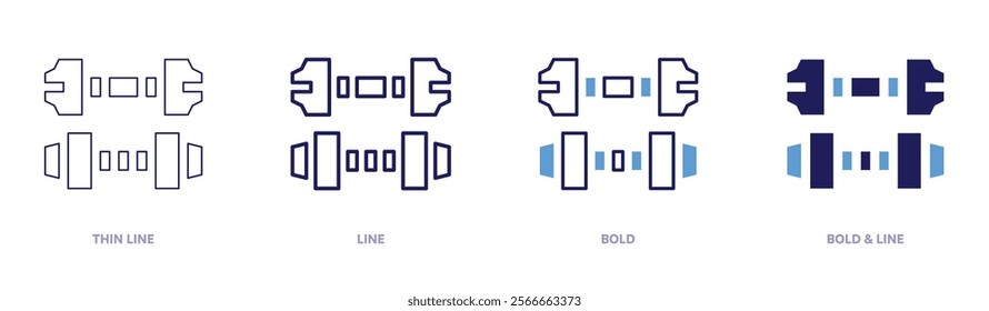 Gym icon in 4 different styles. Thin Line, Line, Bold, and Bold Line. Duotone style. Editable stroke.