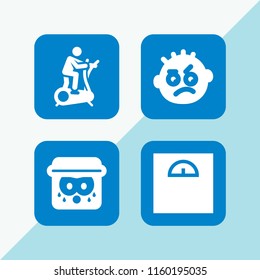 gym icon. 4 gym set with exercise, sporty, weight and tough vector icons for web and mobile app