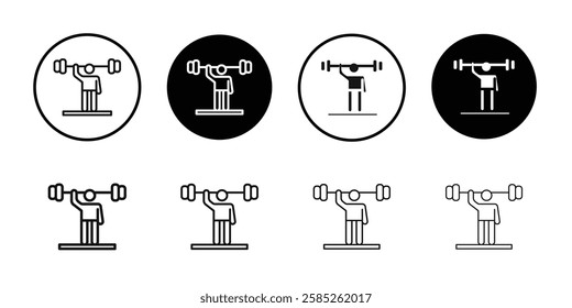 Gym icon Black line art vector logo set
