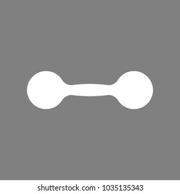 Gym icon. Dumbbell icon. Bodybuilding and weightlifting sport equipment. Vector. White icon on medium gray background. Isolated.