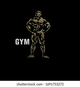 Icono de gimnasio con arte garabateado o mano digital dibujada para el diseño de fondo o de pantalones t