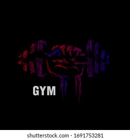 Icono de gimnasio con arte garabateado o mano digital dibujada para el diseño de fondo o de pantalones t