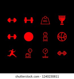 gym icon set about goblet, kilogram, runner and dumbbell vector set